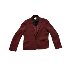 Aritzia Wilfred One Button Cropped Blazer Burgundy Red Size 6 Business Preppy